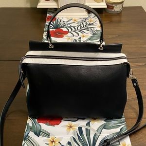 Women’s Urban Expressions Pebbled Black/White Vegan Leather Satchel